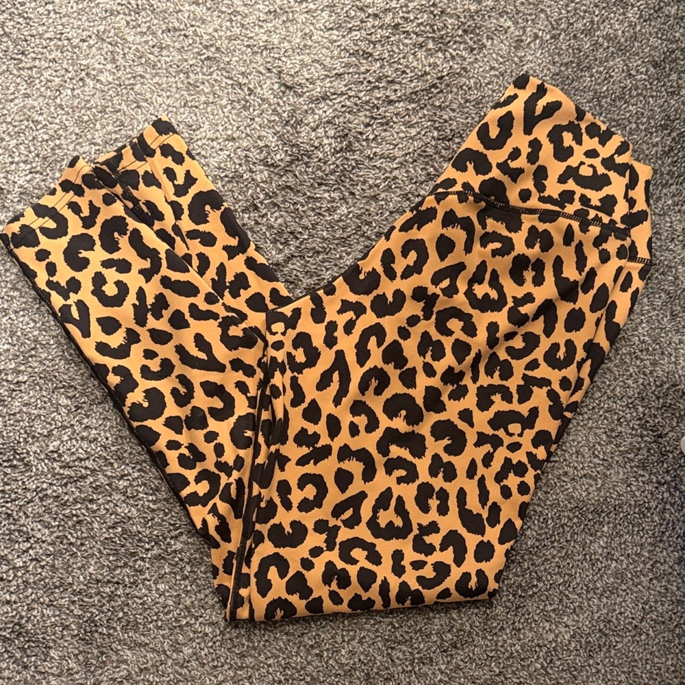 Balance Athletica Kids Cheetah Print Leggings - Black and Tan